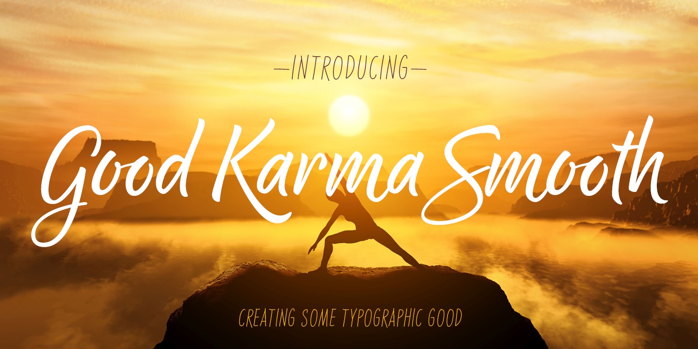 Beispiel einer Good Karma Smooth Wide Upright-Schriftart